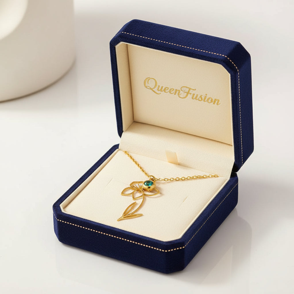 Emerald Flower Pendant Necklace