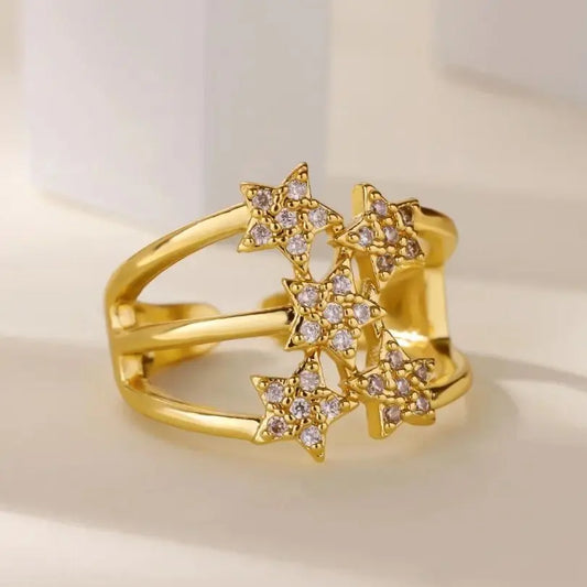 Cindy Zircon Star Ring for Women-Crystal