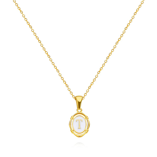 The Cameo Initial Necklace — 18K Gold