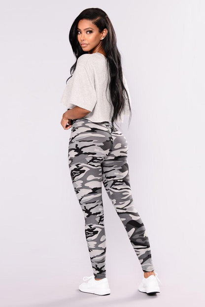 Legging côtelé camouflage militaire gris arrière