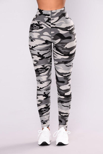 Legging côtelé camouflage militaire  gris