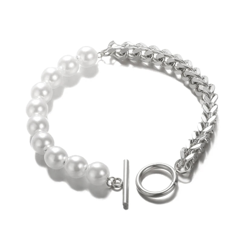 Mixed Pearl & Chain Bracelet 