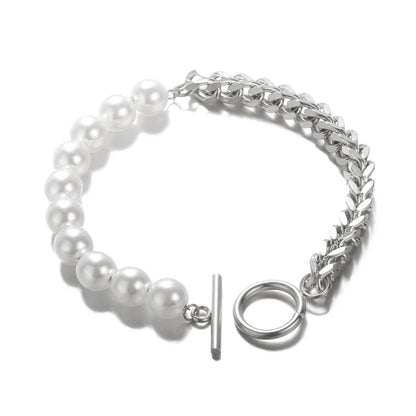 Mixed Pearl & Chain Bracelet 