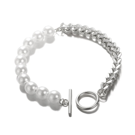 Mixed Pearl & Chain Bracelet 