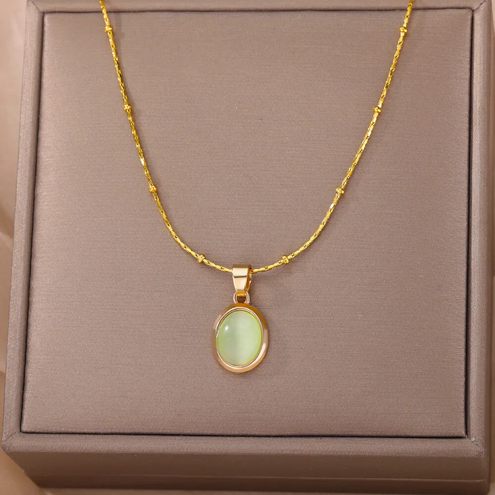 Cindy Stone Opal Oval Necklace 