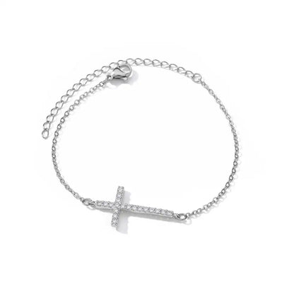 Dazzling Sideways Cross Bracelet