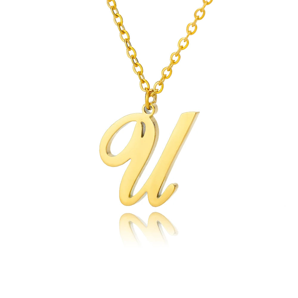 The Script Initial Necklace — 18K Gold