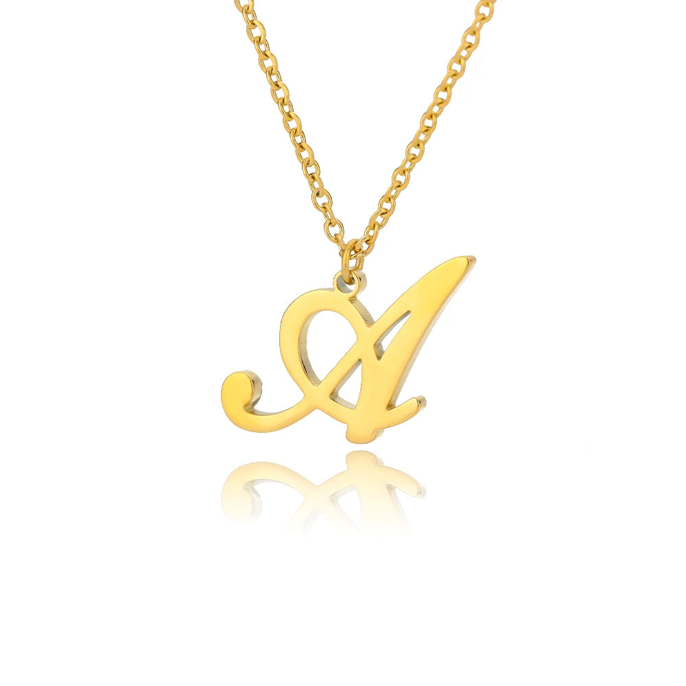 The Script Initial Necklace — 18K Gold