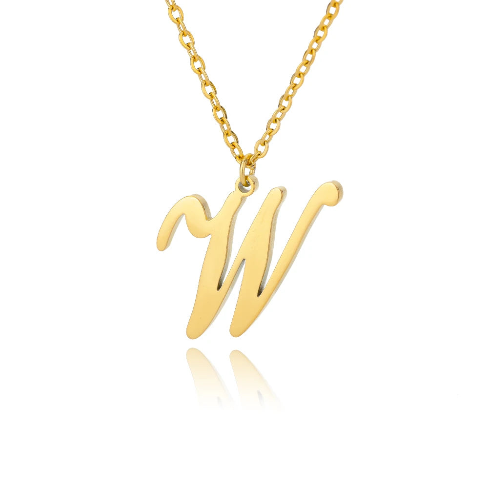 The Script Initial Necklace — 18K Gold