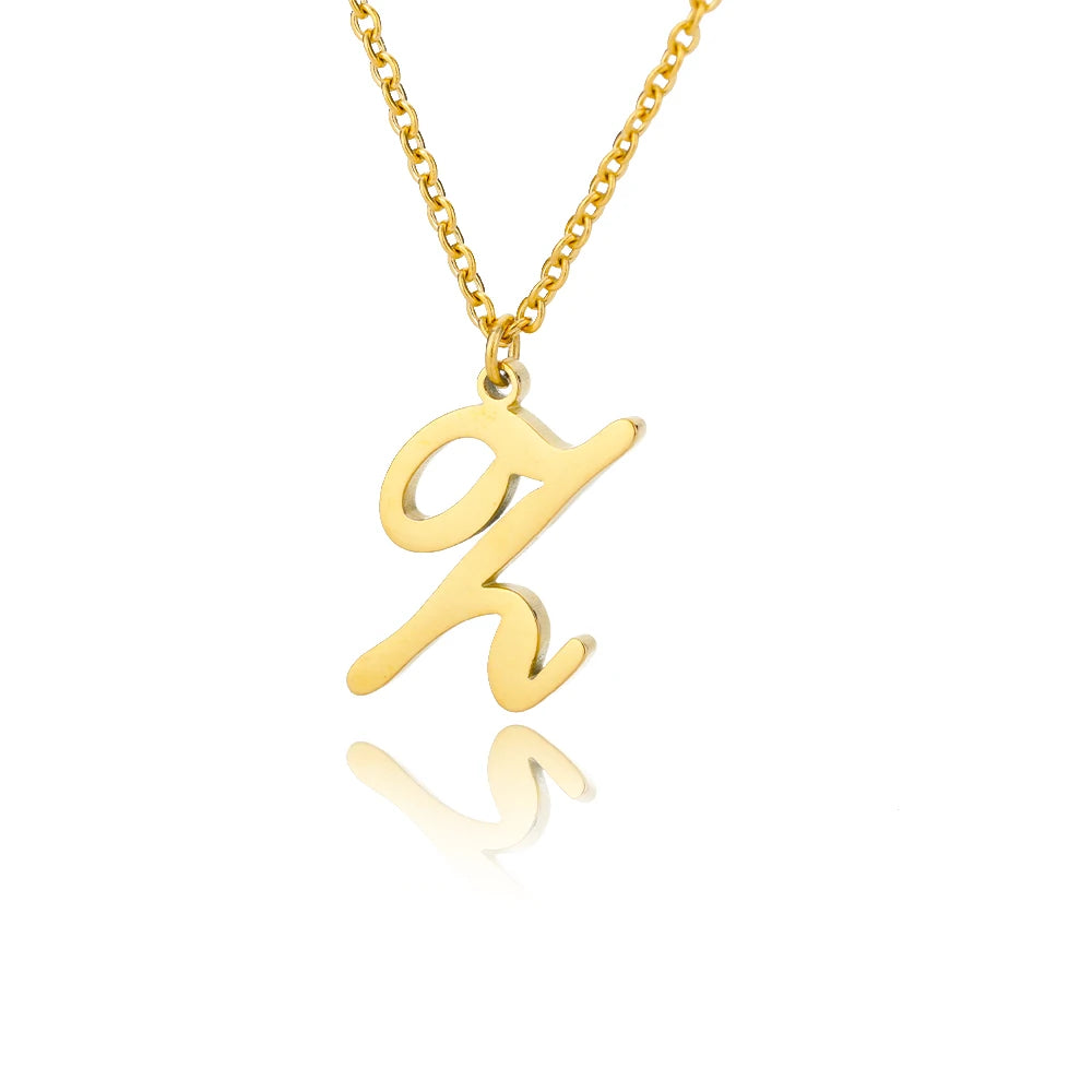 The Script Initial Necklace — 18K Gold