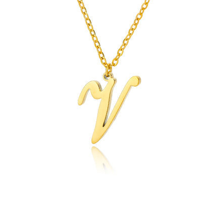 The Script Initial Necklace — 18K Gold