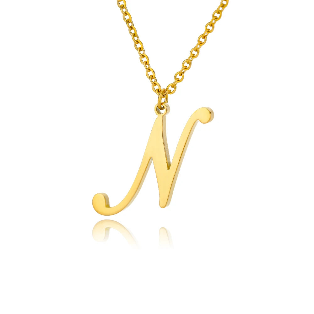 The Script Initial Necklace — 18K Gold