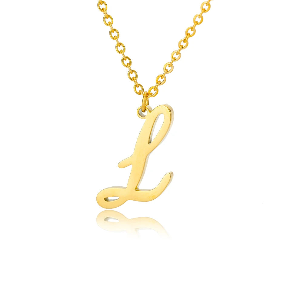 The Script Initial Necklace — 18K Gold