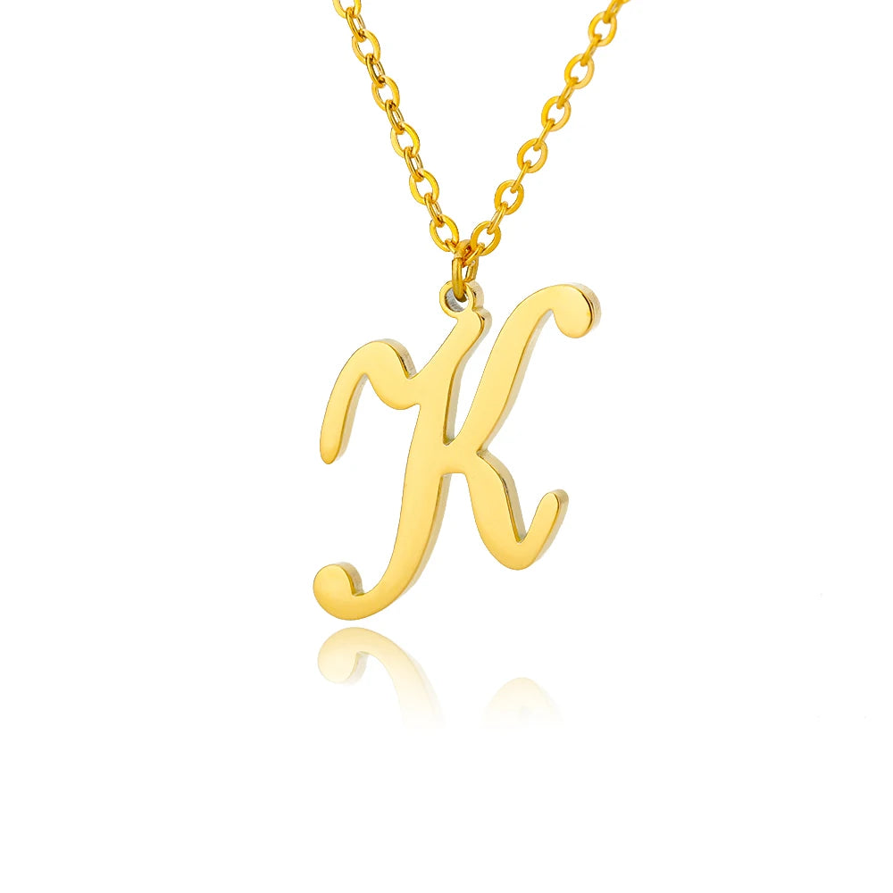 The Script Initial Necklace — 18K Gold