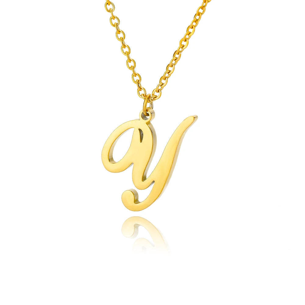 The Script Initial Necklace — 18K Gold