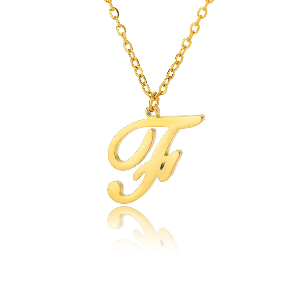 The Script Initial Necklace — 18K Gold