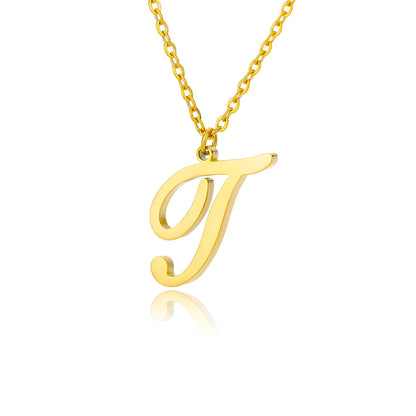 The Script Initial Necklace — 18K Gold