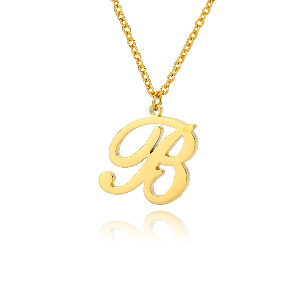 The Script Initial Necklace — 18K Gold