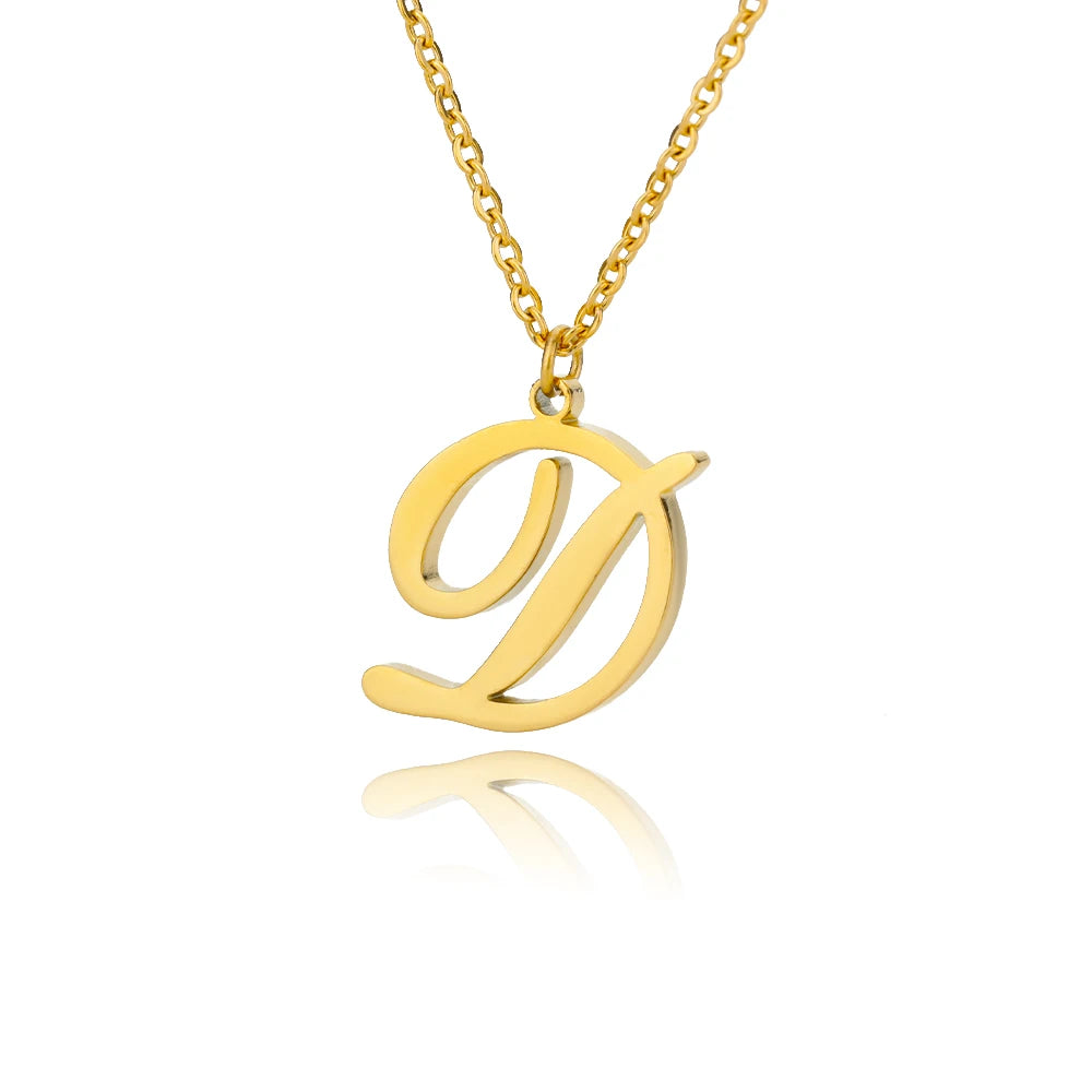 The Script Initial Necklace — 18K Gold