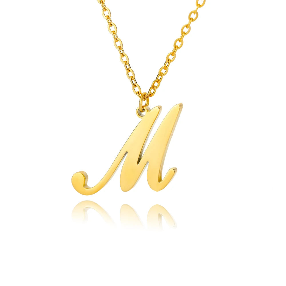 The Script Initial Necklace — 18K Gold