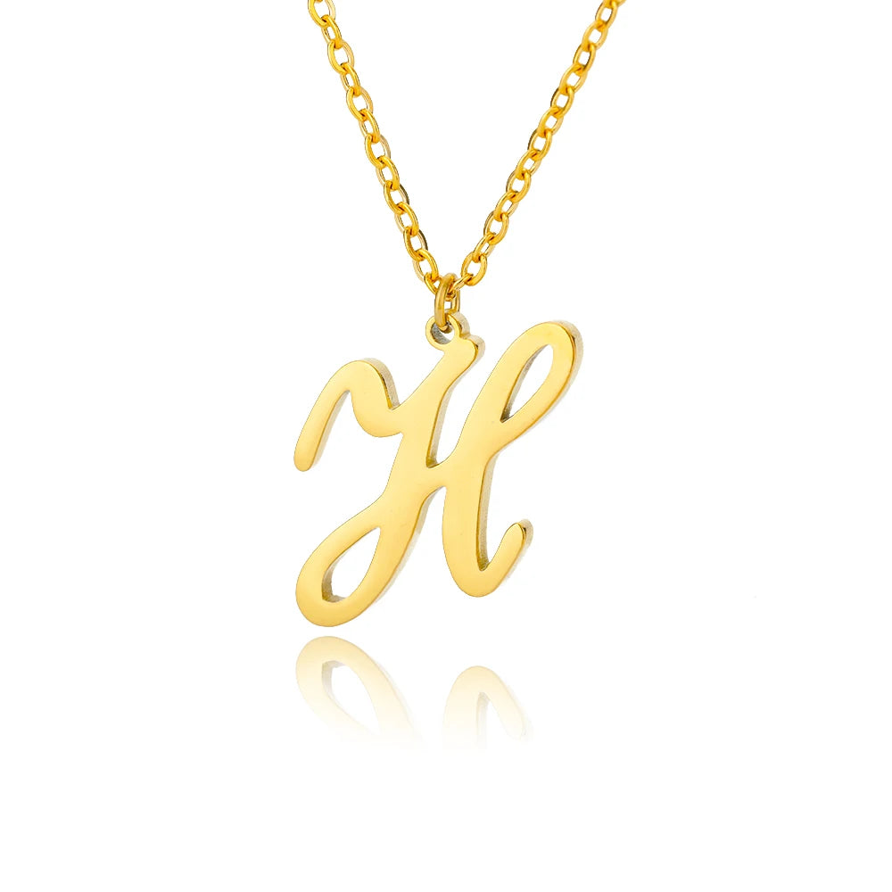 The Script Initial Necklace — 18K Gold