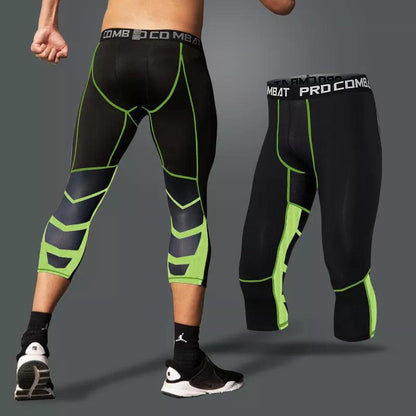 legging running homme noir vert