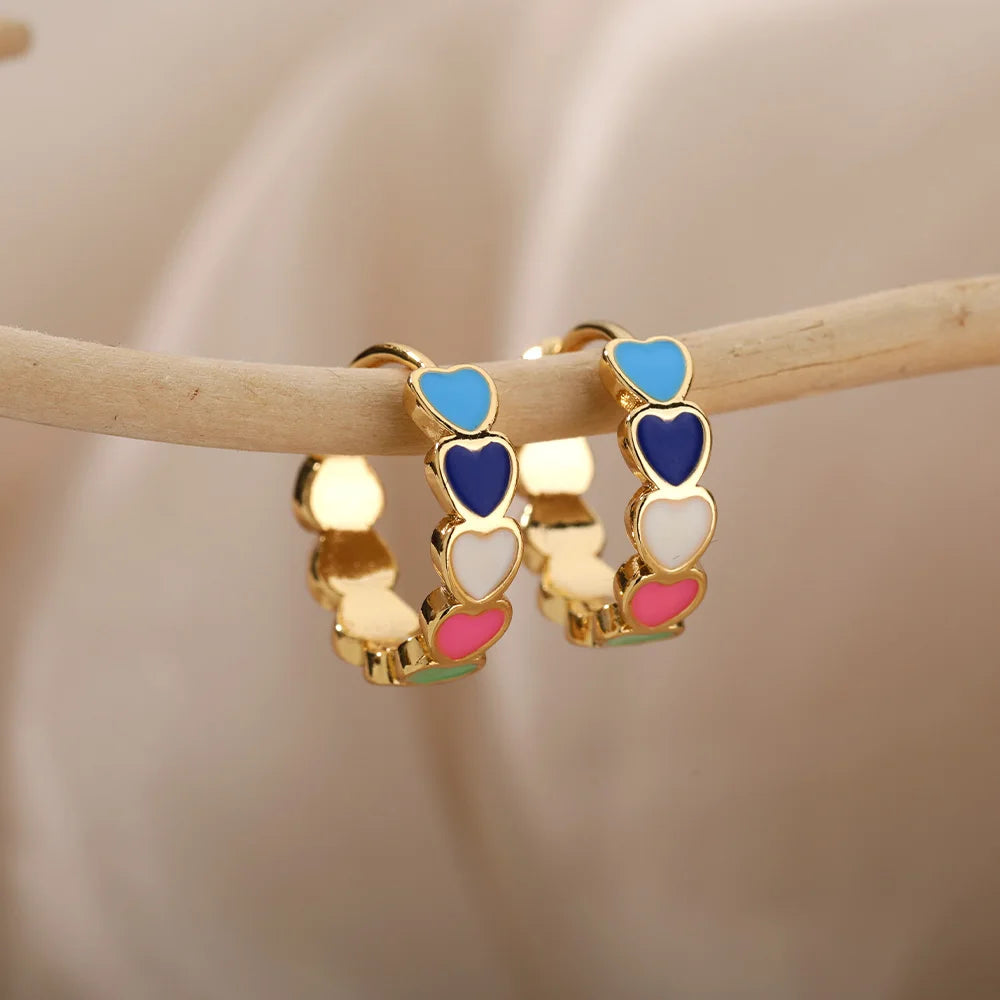 Cindy Golden Heartbeat – Boucles d'oreilles tendance en acier inoxydable pour elle