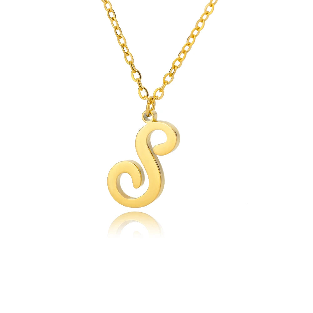 The Script Initial Necklace — 18K Gold