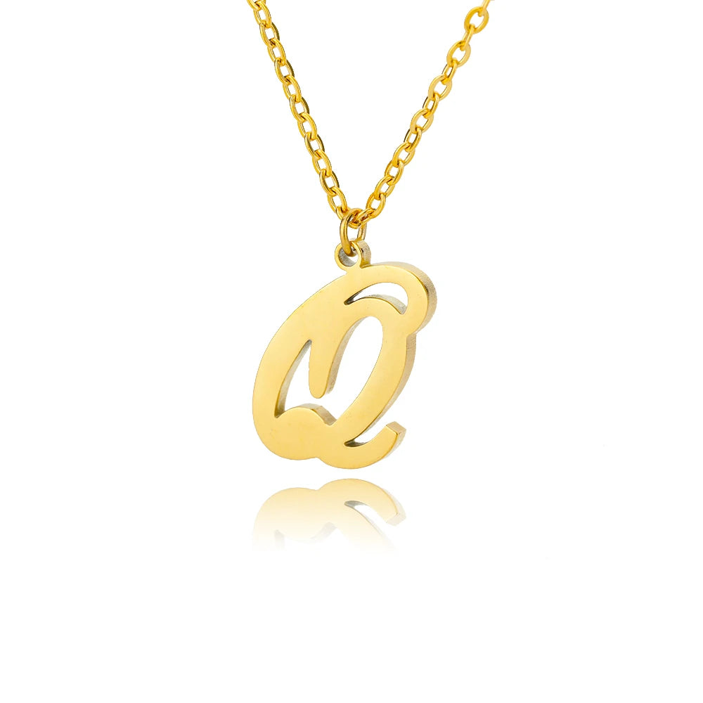 The Script Initial Necklace — 18K Gold