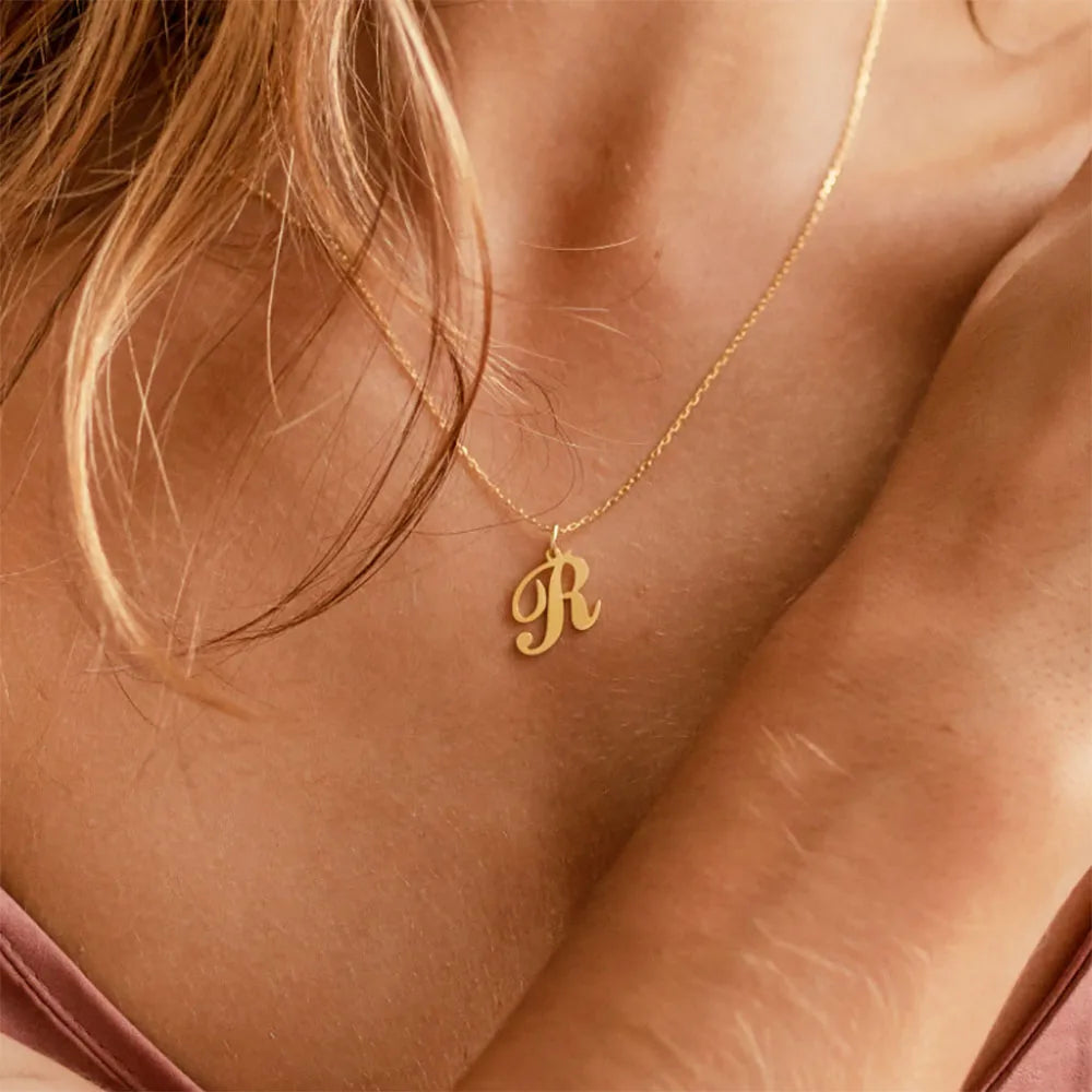 The Script Initial Necklace — 18K Gold