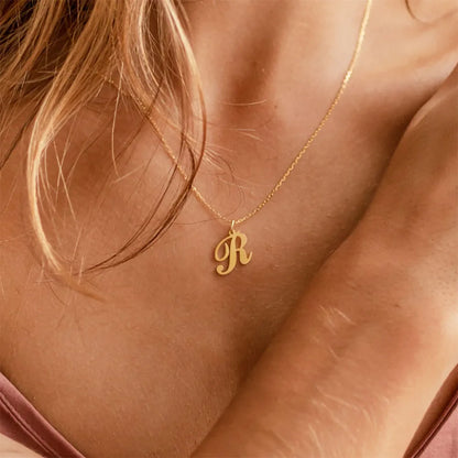 The Script Initial Necklace — 18K Gold