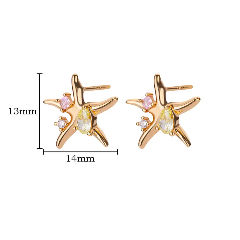 Boucles d'oreilles à tige en forme d'étoile de mer Cindy Zircon