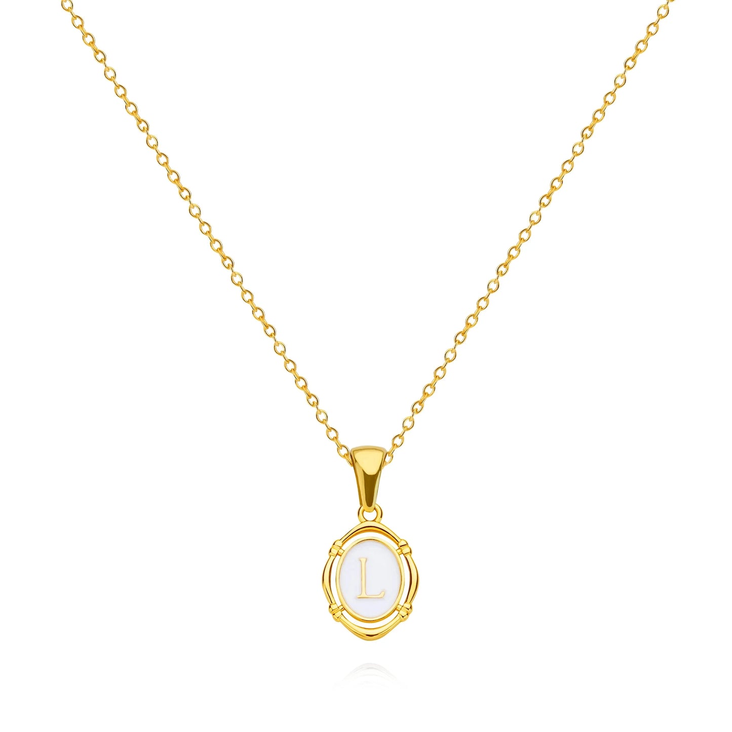 The Cameo Initial Necklace — 18K Gold