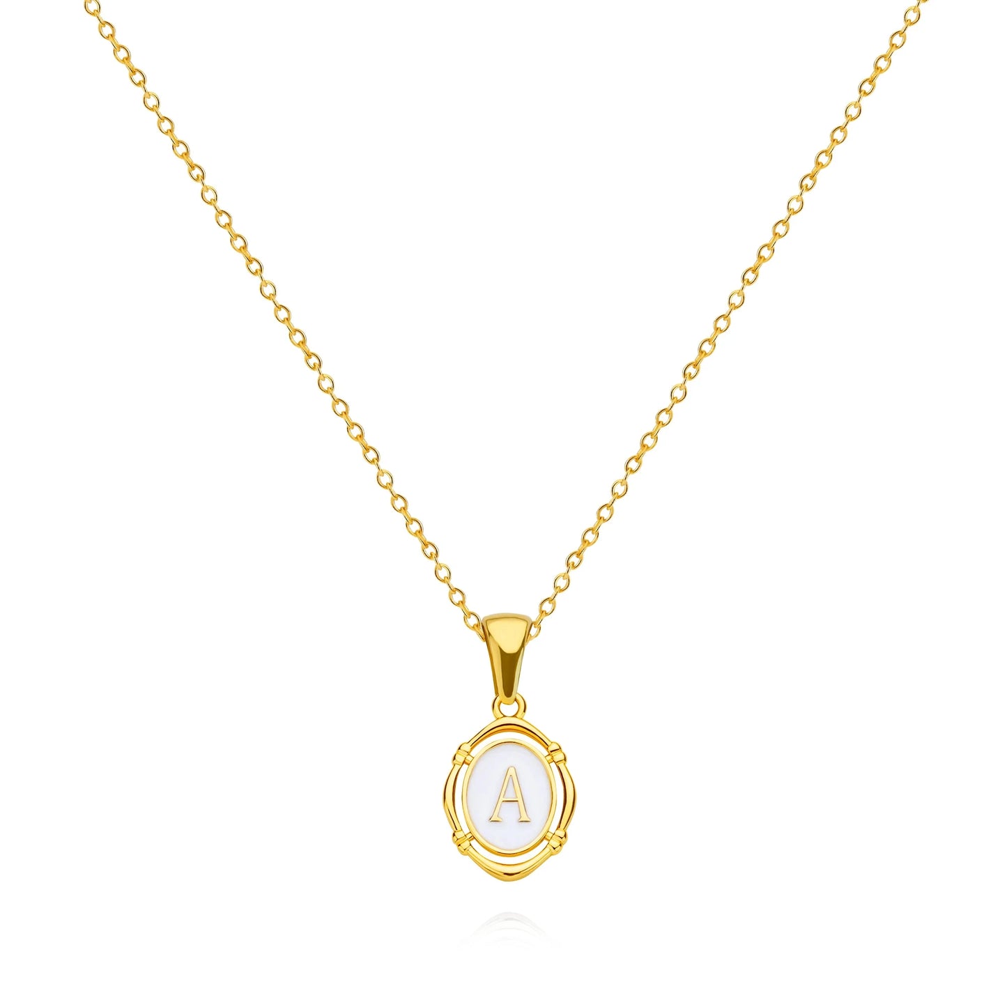 The Cameo Initial Necklace — 18K Gold