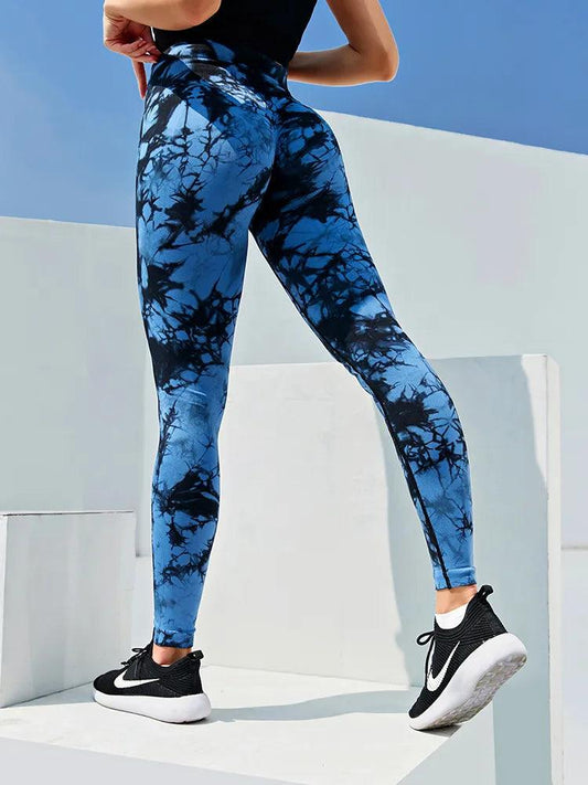 Leggings femme à taille haute, motif tie-dye, - QueenFusion