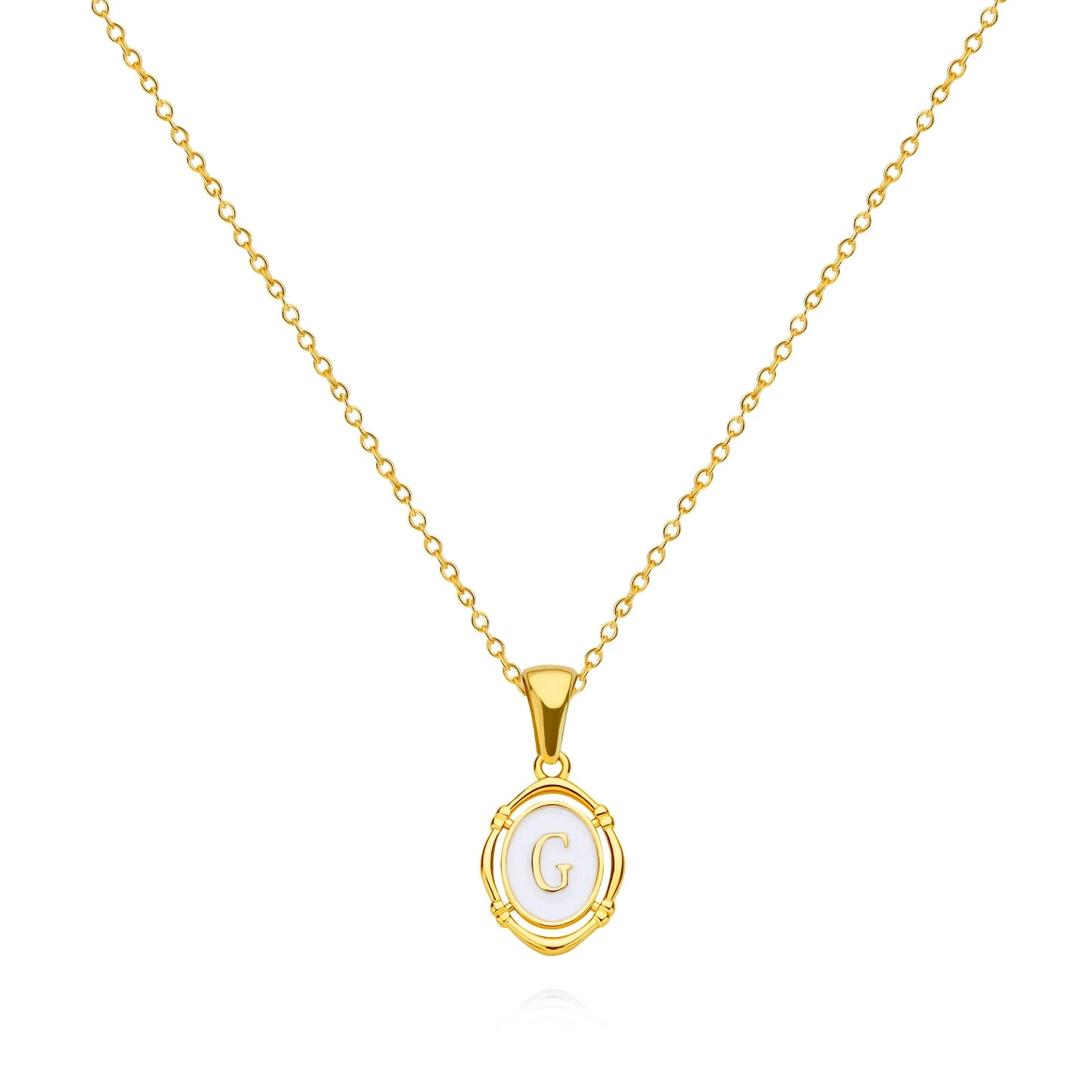The Cameo Initial Necklace — 18K Gold