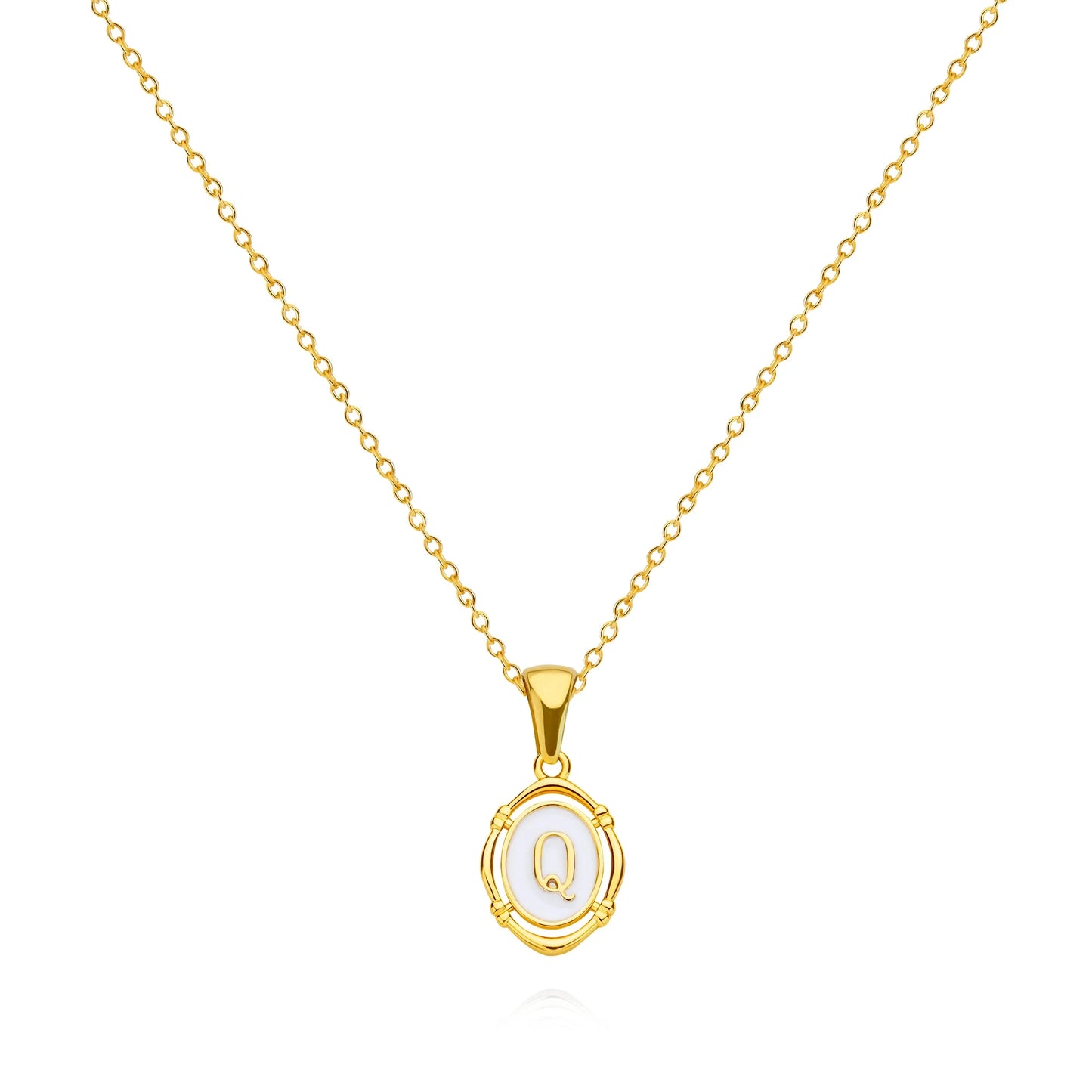 The Cameo Initial Necklace — 18K Gold