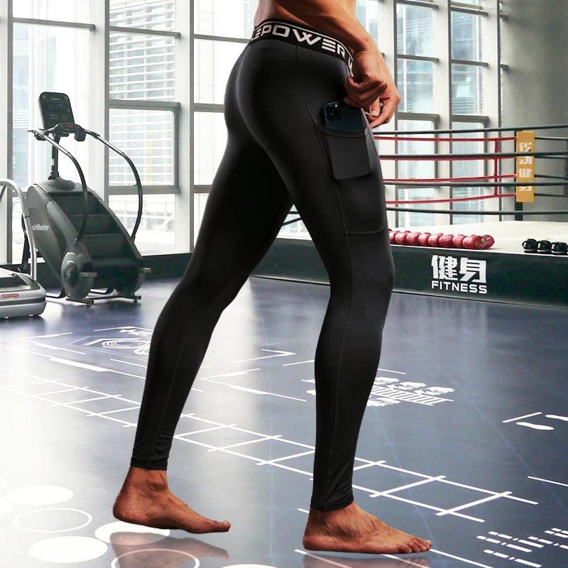 legging running homme  noir avec poche