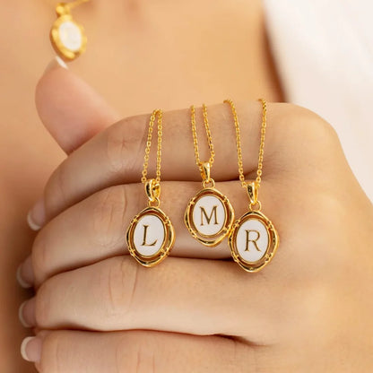 The Cameo Initial Necklace — 18K Gold