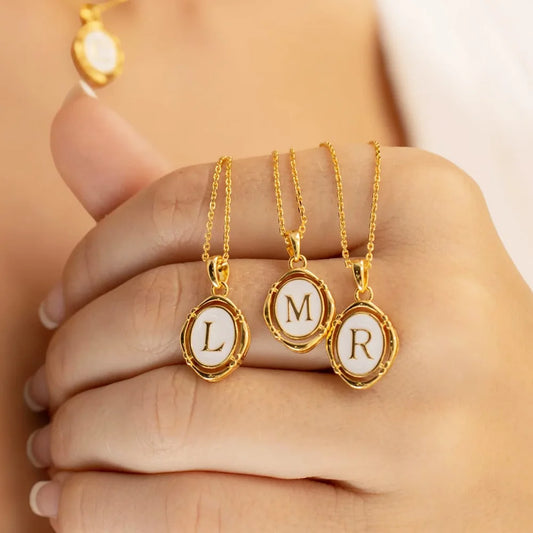 The Cameo Initial Necklace — 18K Gold