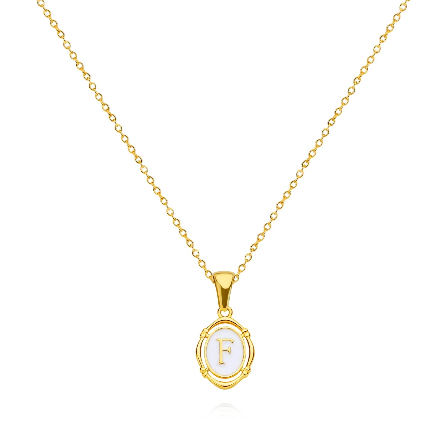 The Cameo Initial Necklace — 18K Gold