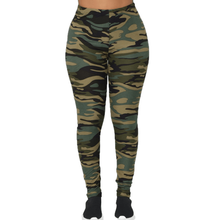 Legging côtelé camouflage militaire vert avant