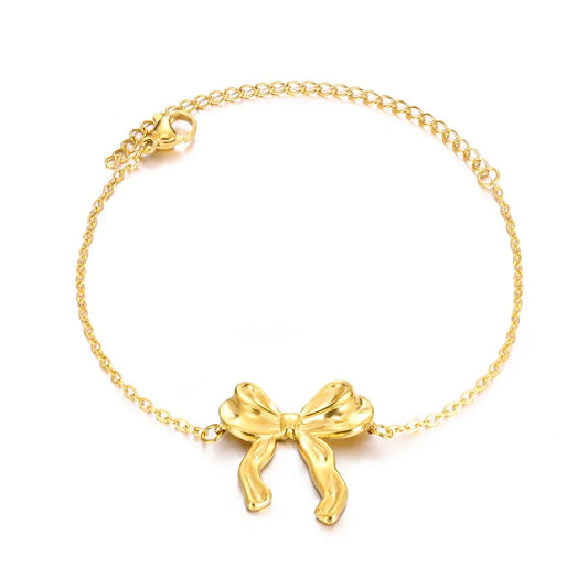 Elegant Golden Bow Bracelet 